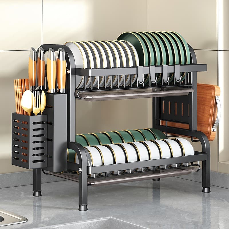 Escorredor Kitchen Rack Aço Inoxidável Organizador Louça Suporte para Pratos, Talheres e Tábua de Corte