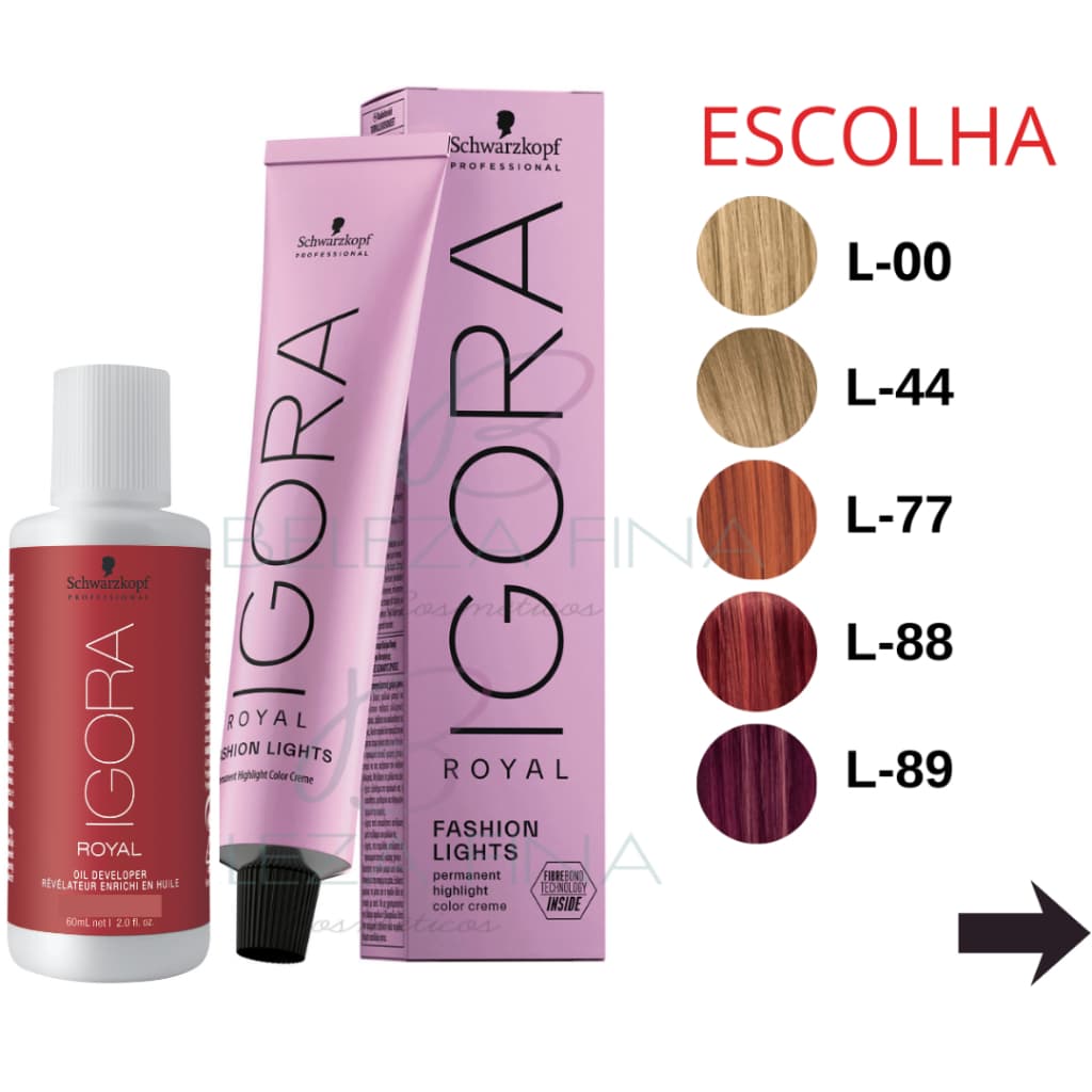 Kit Tintura/ Coloração Igora Fashion Light superclareadoras 60g  + 1 ox 60g Schwarzkopf Professional - escolha sua cor