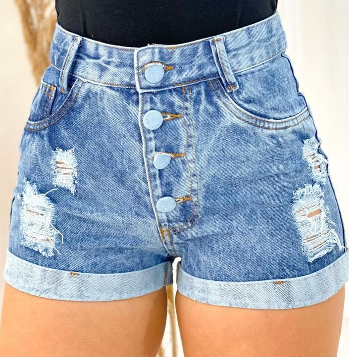 SHORT JEANS FEMININO COM 4 BOTÕES
