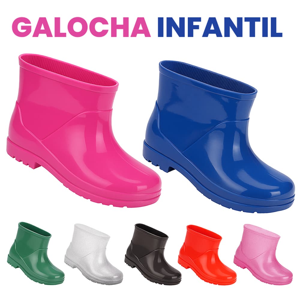 Galocha Infantil Masculina Bota de Chuva Feminina Impermeável Confortável Macia Antiderrapante Leve