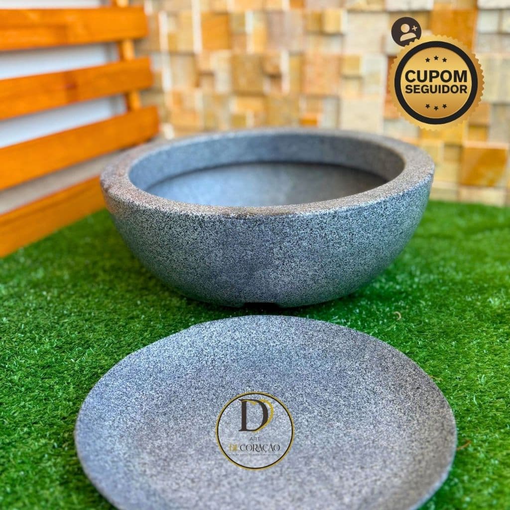 Vaso de Planta Decorativo Bacia Lisa Polietileno Suculenta Mesa Jardim Varanda c prato