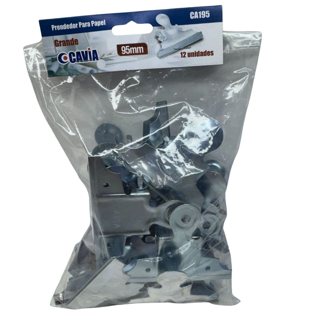 PRENDEDOR DE PAPEL ZINCADO 95MM GRANDE CAVIA CLIPÃO DE PAPEL ZINCADO PACOTE 12 UNIDADES
