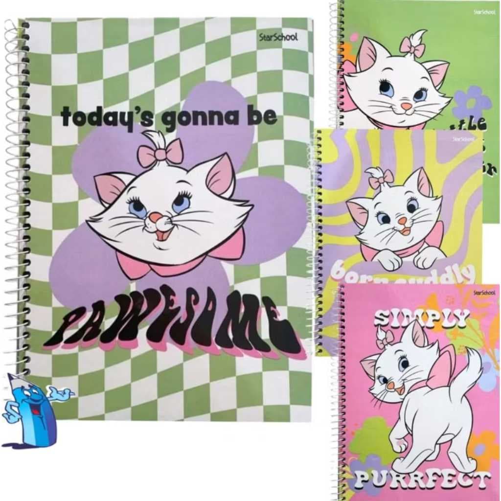Caderno Marie Universitário 1 Matéria 80 Folhas Capa Duras Variaos Modelos Gatinha Marie - Jandai