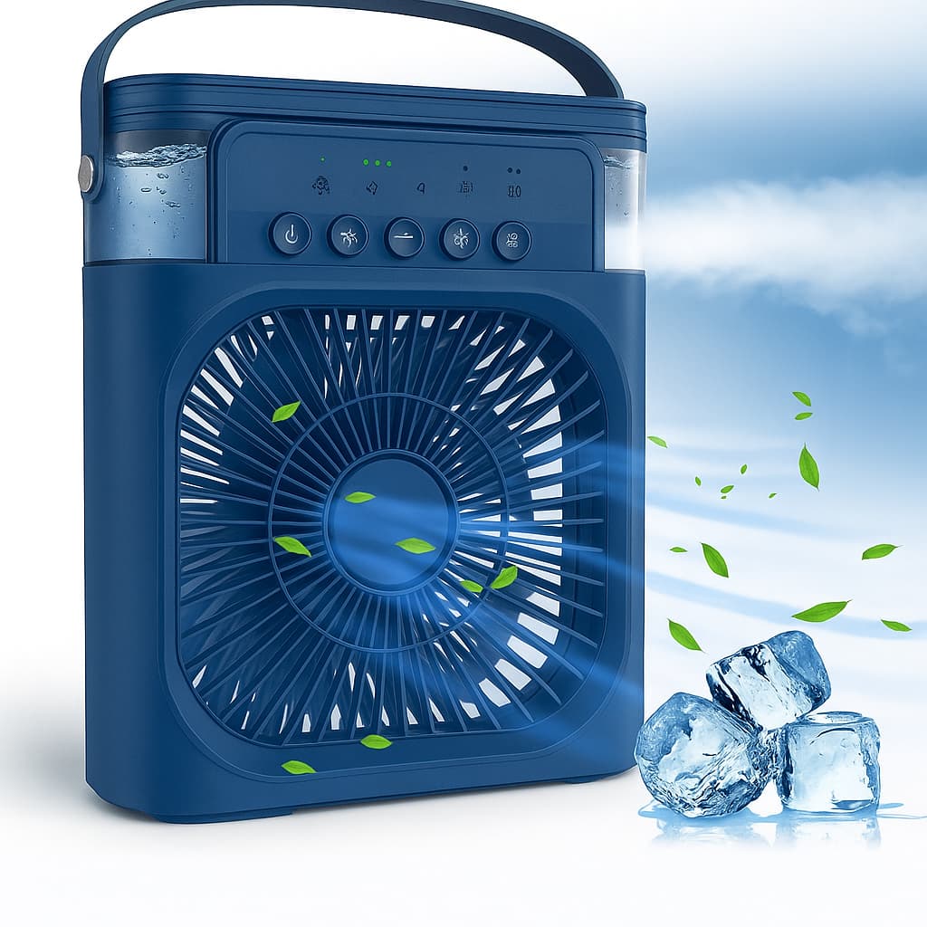 Ventilador Portátil Climatizador Umidificador Ar Condicionado Mini Cooler com Luz LED USB Silencioso Recarregável