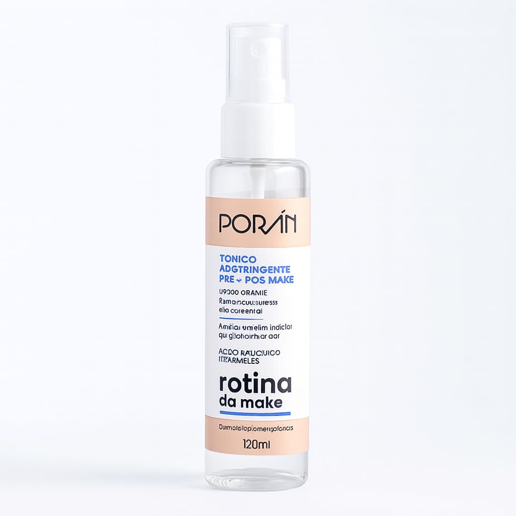 Tônico Adstringente Porán 120ml – Pré e Pós Make | Controle da Oleosidade e Redução de Poros