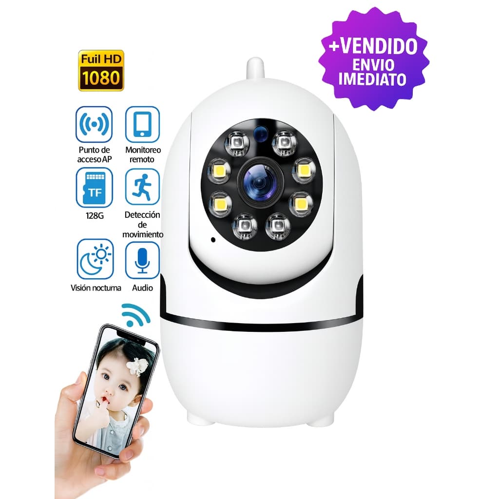 Câmera Inteligente Wi-Fi IP De Segurança Com Visão Noturna Monitoramento Para Casa Pets E Bebês