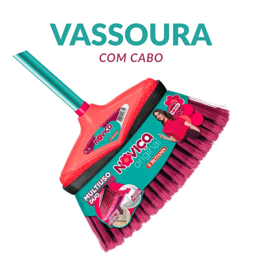 Vassoura Multiuso Cerdas Macias Com Cabo Noviça Original - Noviça