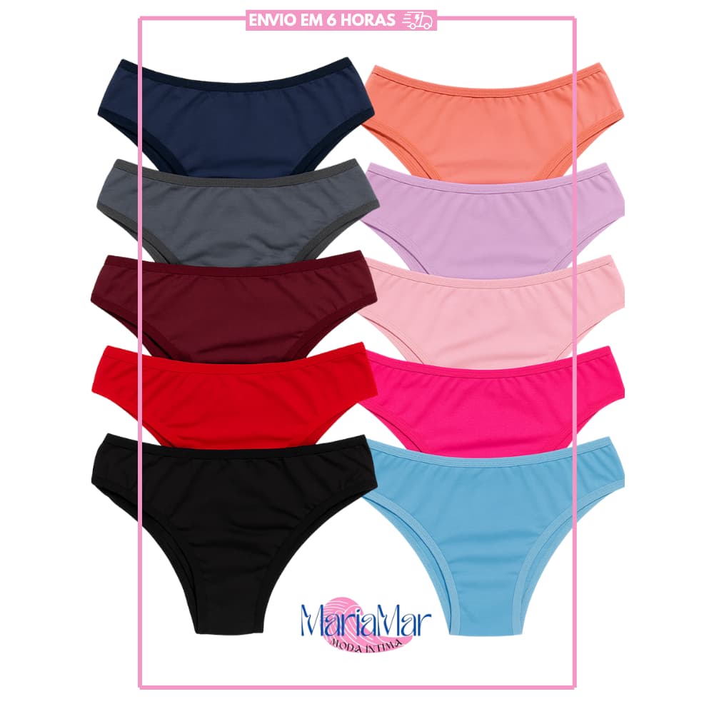 Kit com 10 Calcinhas Infantil Forro em 100% Algodão
