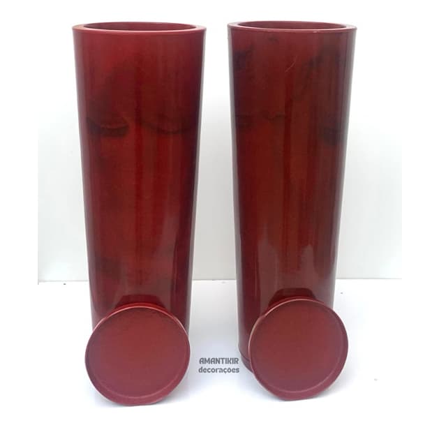 Kit 2 Vasos Decorativos Ibiza  Luxo Moderno Liso e Marmorizado, Acompanha Prato Coletor.