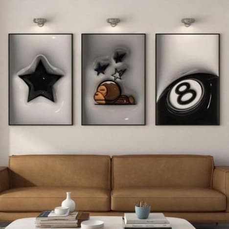 Quadro decorativo Minimalista em preto e branco moderno (3 peças)