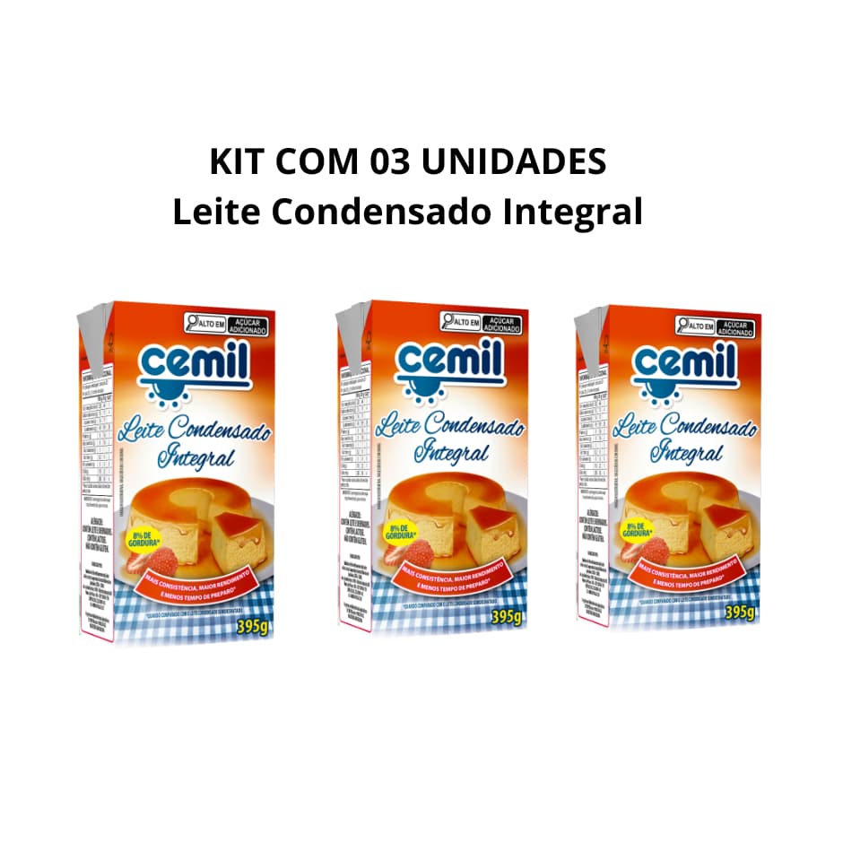 Kit com 03 Unidades Leite Condensado Cemil Integral 395g