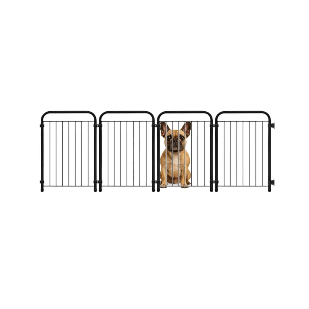 Cercado Pet Dobrável Portátil em Aço Grade de Segurança para Cachorro Cercadinho 4 Módulos 142x51cm