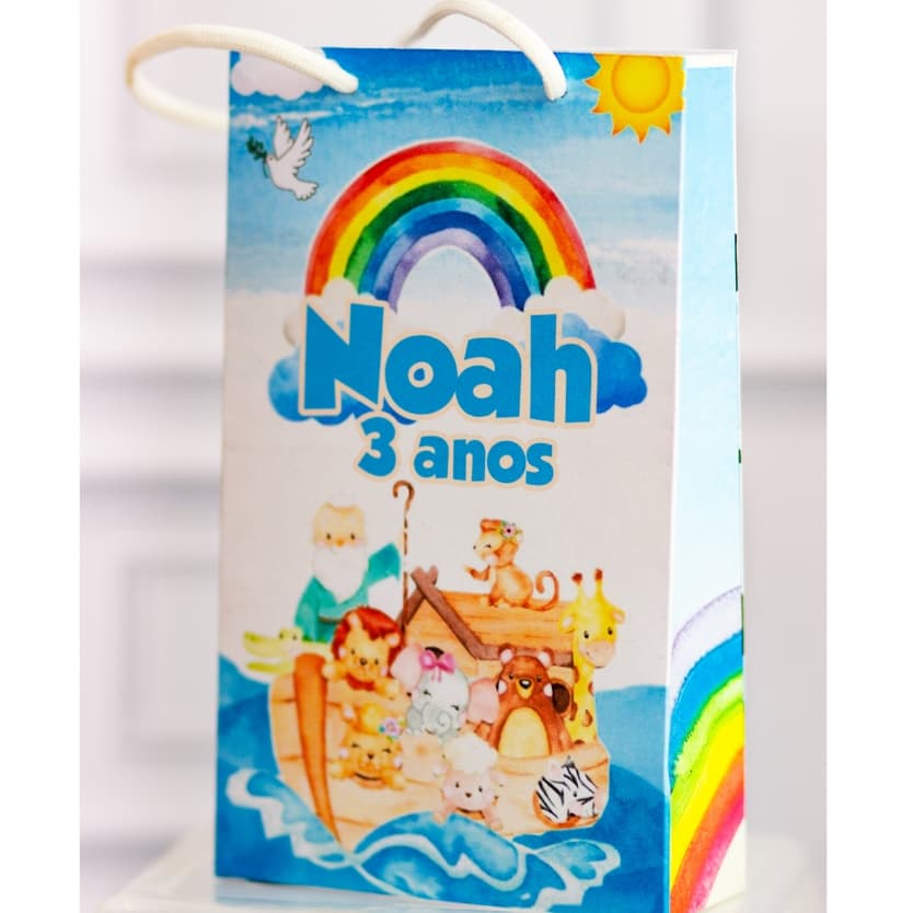 MINI  Sacolinha Surpresa Personalizada ARCA DE NÓE - Lembrancinha Personalizada - Festa Infantil - Pegue e Monte - Mimo