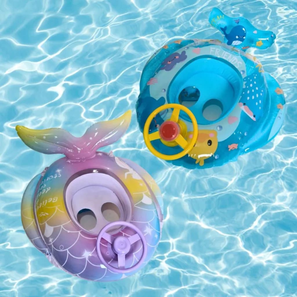 Boia bote Inflável Infantil Bebê Criança  com Volante Buzina Assento Seguro PVC Resistente