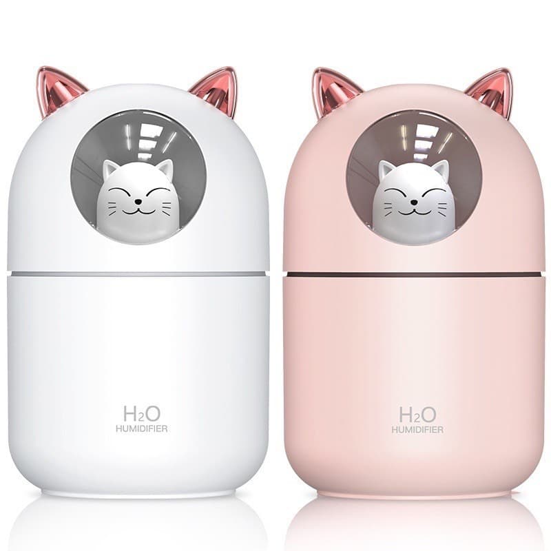 Mini Umidificador Difusor Aromatizador de Ambiente Gatinho Purificador de Ar Aroma Ultrasônico USB