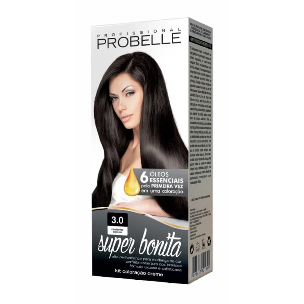 Tinta 3.0 Castanho Escuro Super Bonita Tintura Probelle Super Bonita Castanho Escuro 3.0 50g