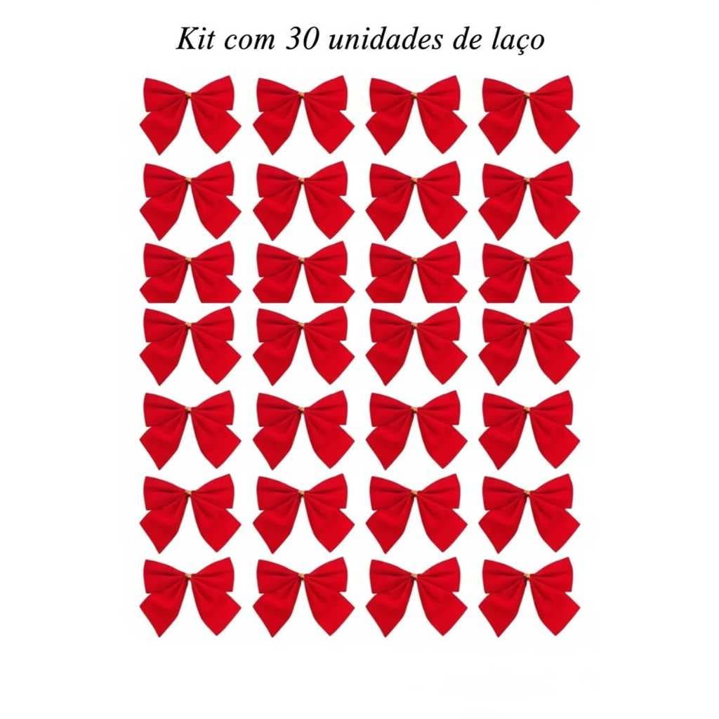Laço de Natal Vermelho Enfeite Lacinho Decoração Árvore Kit 10/20/30 Unidades Oferta Especial