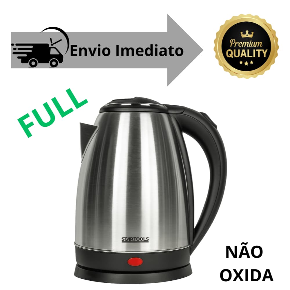 Chaleira Jarra Elétrica Bule Garrafa Inox 2 Litros Opção 220V e 127V - Inoxidável Resistente Cor Preto
