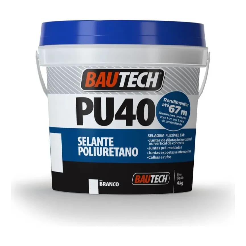Selante Adesivo Pu40 Branco 4kg Galão Balde Bautech