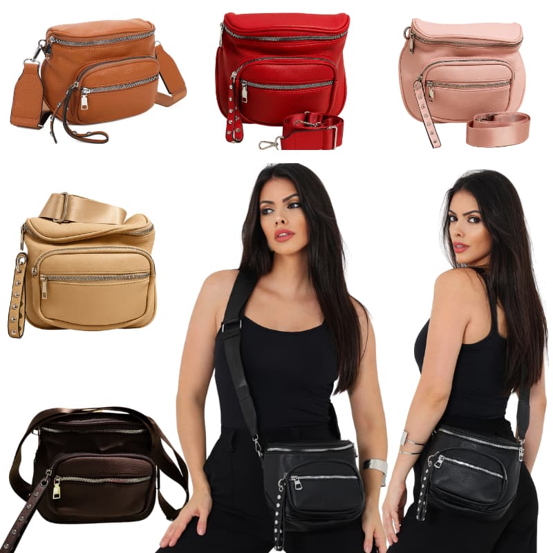 Bolsa Pochete Feminina Em Couro Pu Transversal Pochete Estilosa Moderna Blogueira Com Alça Textil