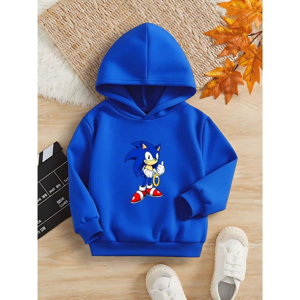 Moletom Infantil Kids Unissex Com Capuz Canguru 100% Algodão sonic