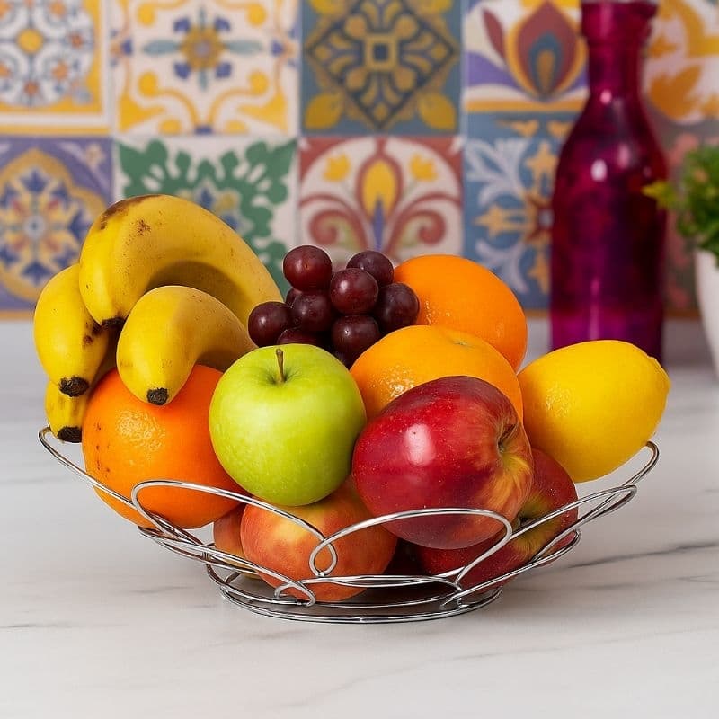 Fruteira De Mesa Em Metal Preta 32cm x 7,5cm  Praticidade e Estilo na Sua Mesa!