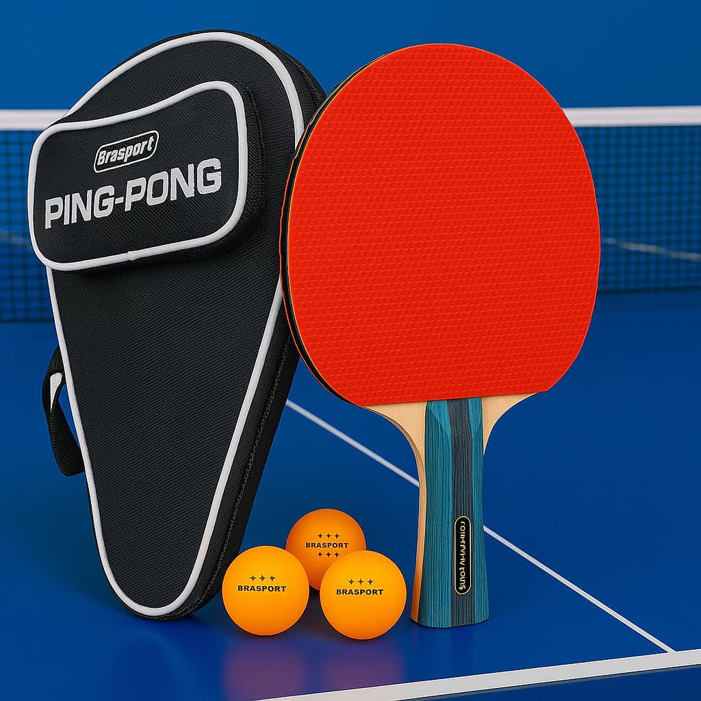 Kit Raquete profissional + 3 bolinha de Ping Pong Tênis de Mesa 3 estrelas +1 Capa da Raquete