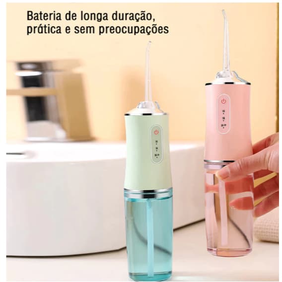 Irrigador Dental Oral Portátil Recarregável USB Higiene Profunda Limpeza Bocal Jato Forte DS-XYQ