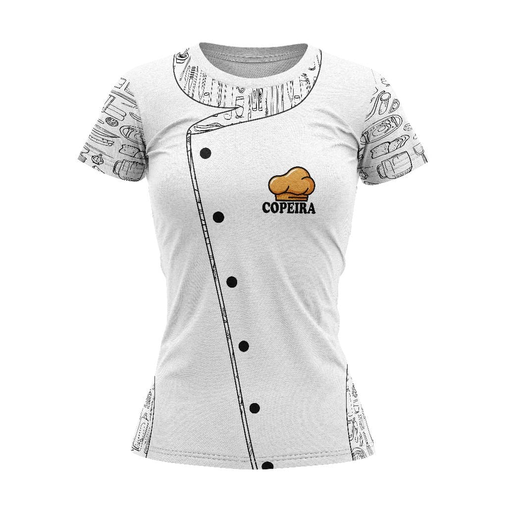 COPEIRA JALECO T-Shirt Blusa Camisa PROFISSÃO COZINHA PRETA JALECO