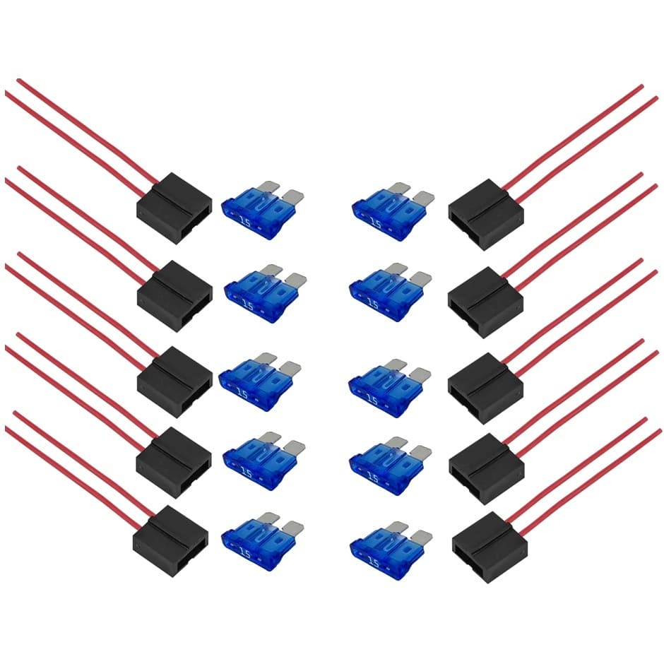 KIT 10 Porta Fusível Lamina Médio Com Fusível 15 Amper
