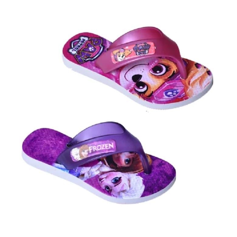 2 Par Chinelo Infantil Meninas Kit Dois Pares chinelos Personagens princesas