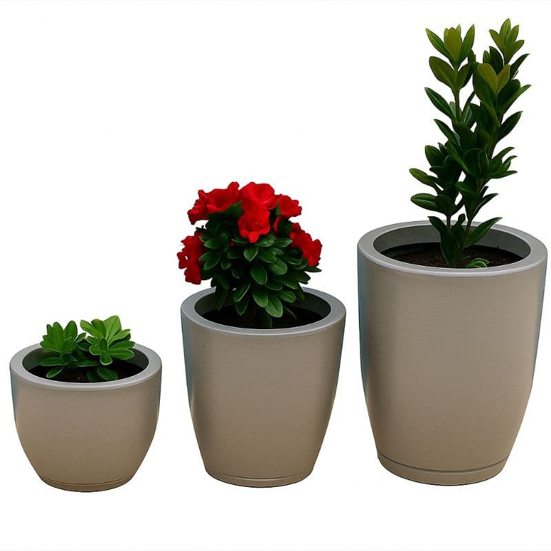 Kit 3 Vasos Coluna Bojo Polido 1,2 e Bojo Polido 1 Luxo Brilho Leve Resistente para Decoração Areas Interna e Externa ..