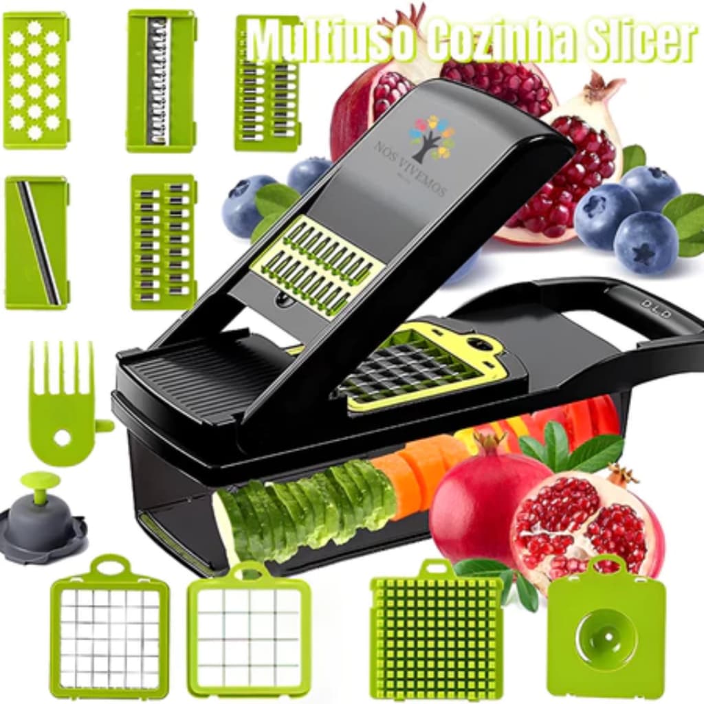 Fatiador Profissional Multifuncional De Aço Inoxidável 16em1 Vegetais, Frutas, Legumes