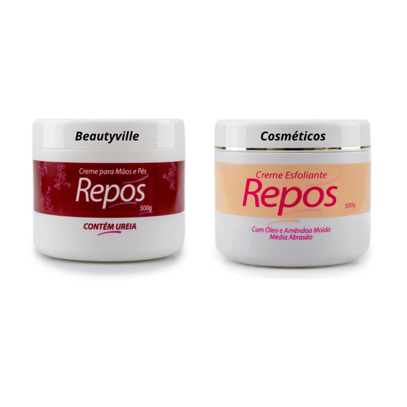 Creme Hidratante Ureia 500g Repos + Esfoliante Corporal C/ Amêndoa Moída 500g Repós