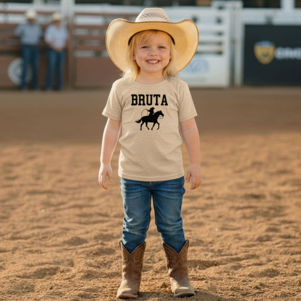 Camiseta Infantil Feminina Country Texas Boiadeira Bruta Rodeio Festa Do Peão Cowgirl Feta de Peão