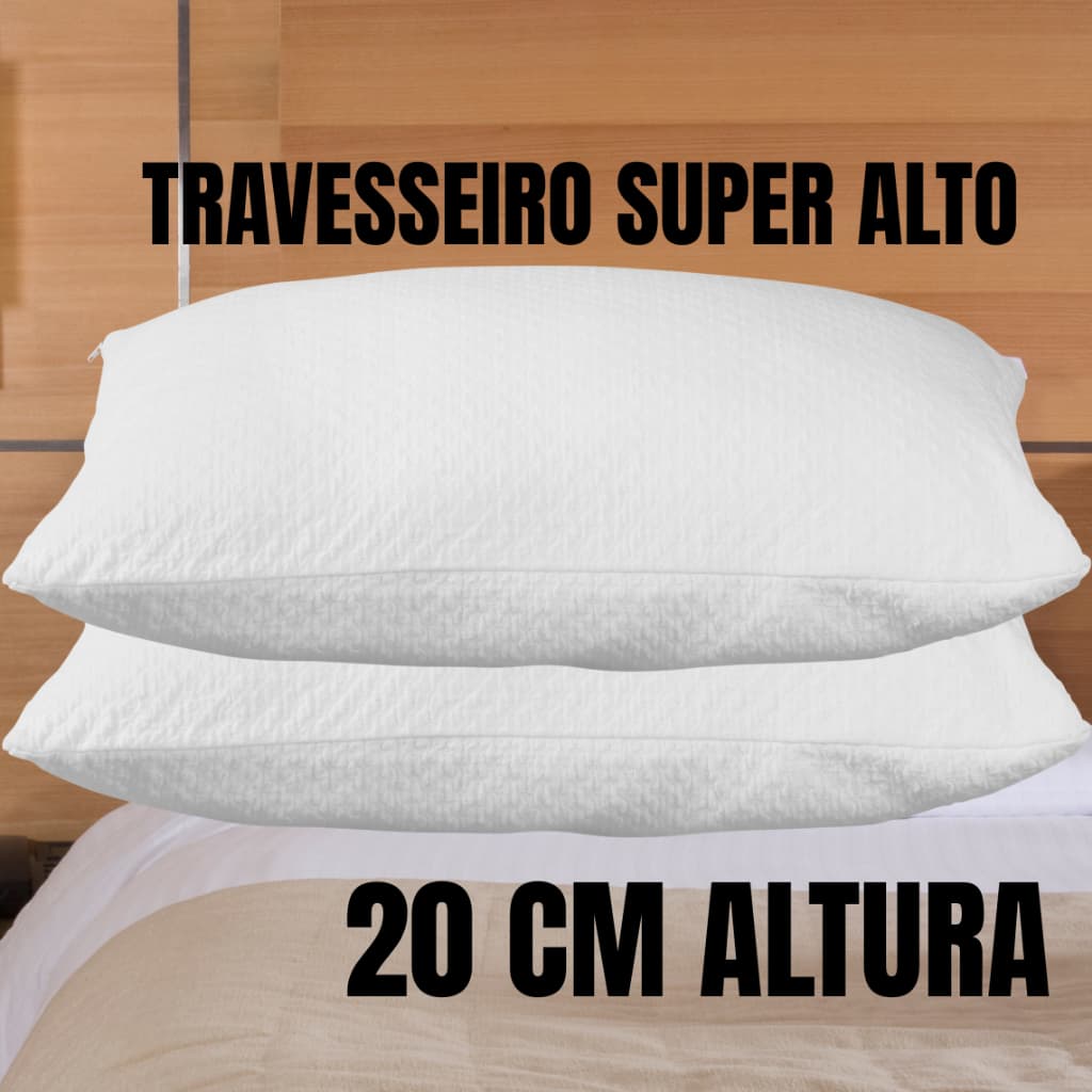 Kit 2 Travesseiros Travesseiro Altura Alto Ortopédico Anti ronco Anatômico Alivia Dor Não Abaixa