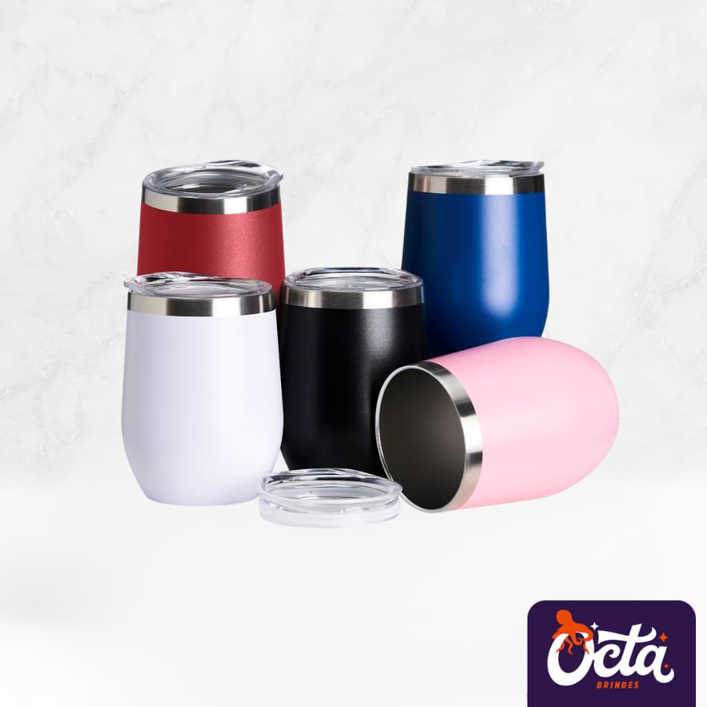 Kit Copos Cuia Térmicos Liso 320ml c/ Abridor Personalizado a Laser com sua Marca (10 a 50 unidades)