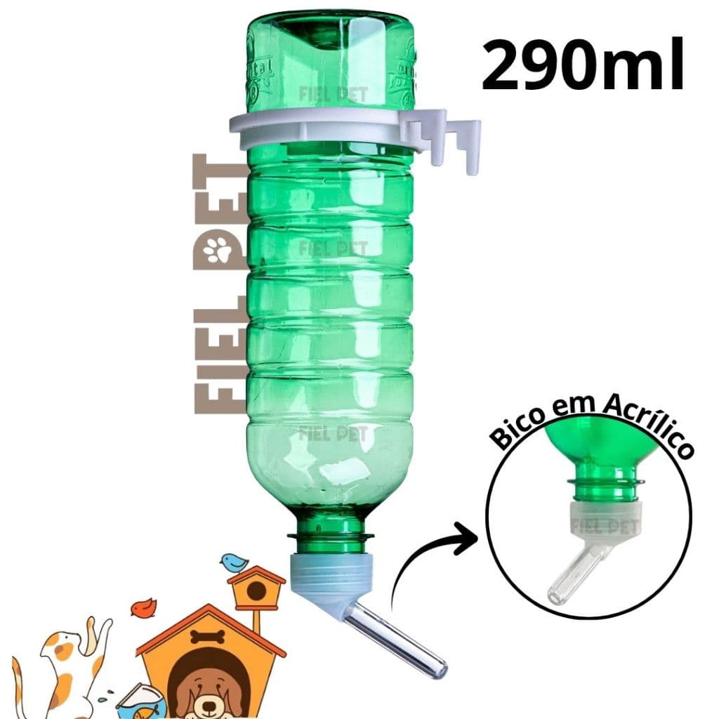 Bebedouro Hamster/Coelho Roedores 290ml Bico em Acrílico