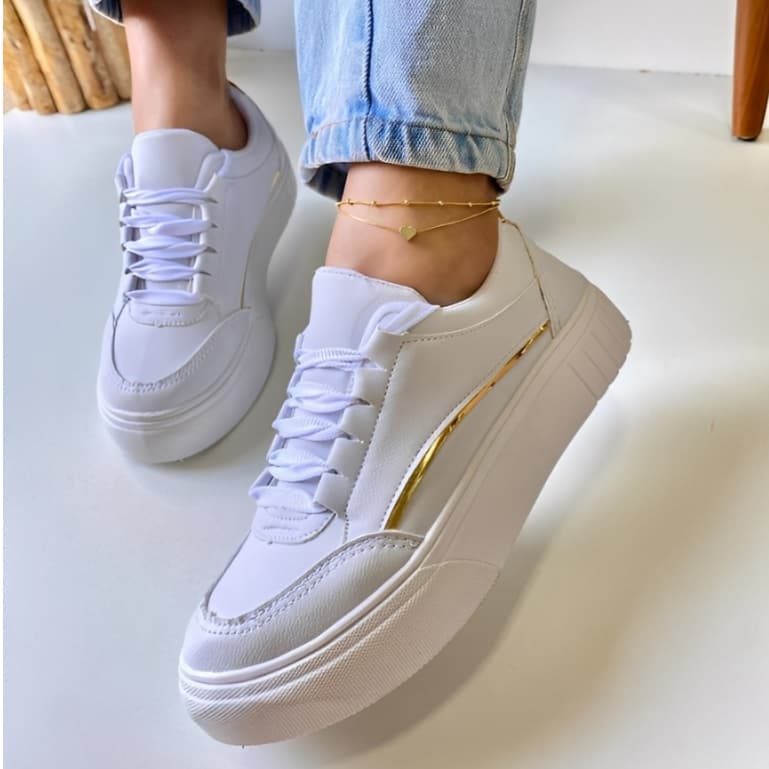 Tênis Feminino Casual Sola Alta Plataforma Tendência Moda Estilo Leve Confortável
