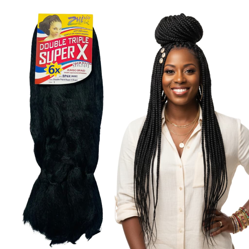 cabelo jumbo super x 400g preto  na cor 2