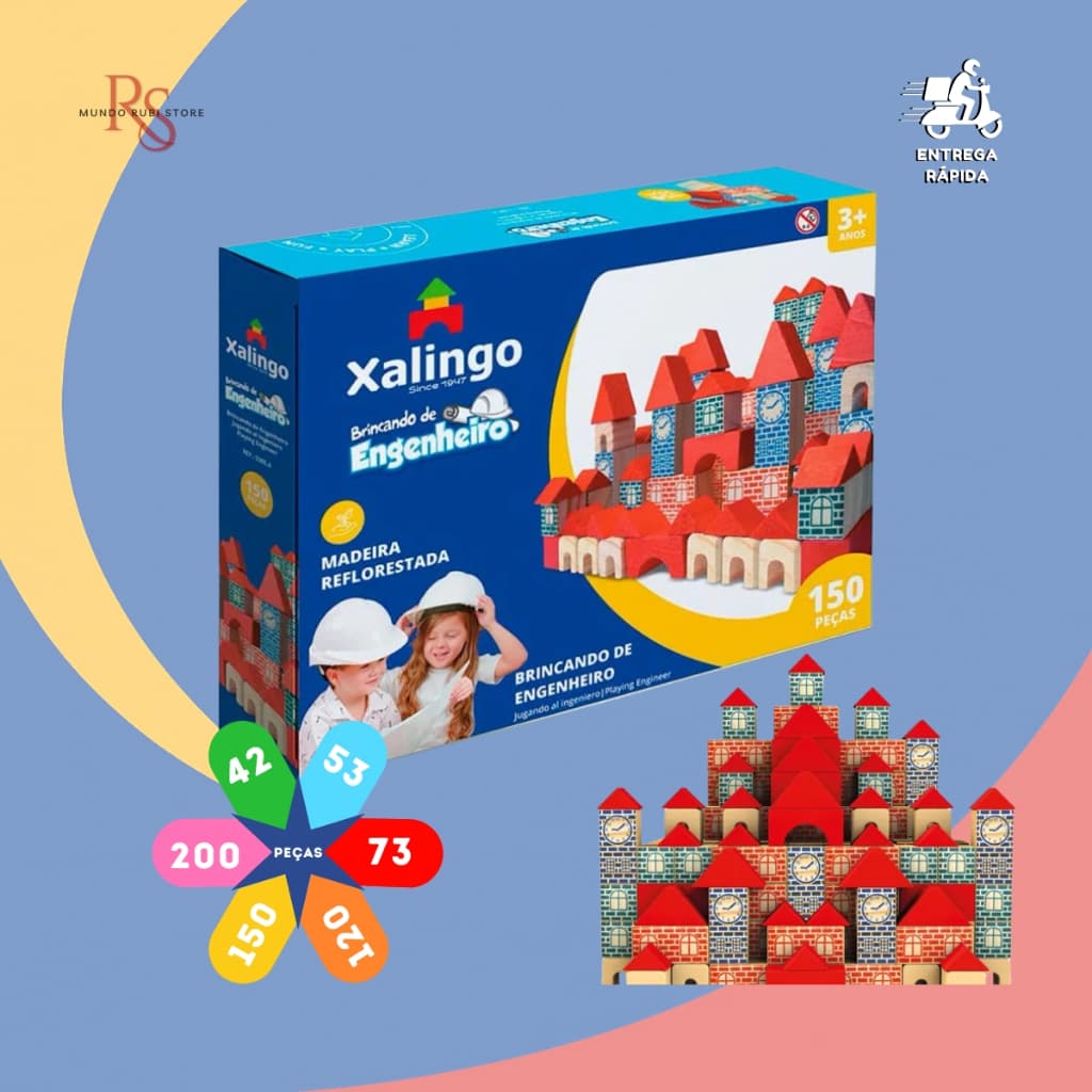 Brinquedo Educativo 150 Peças Engenheiro Blocos de Montar Infantil Menino Menina Xalingo Top