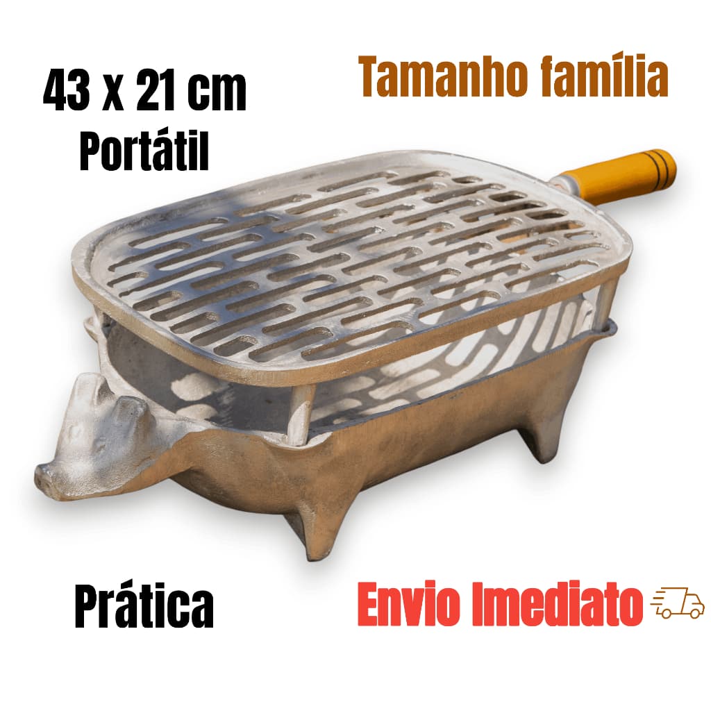 Churrasqueira Portátil Porcão em Alumínio Fundido/Batido | Churrasqueira a Carvão Pequena