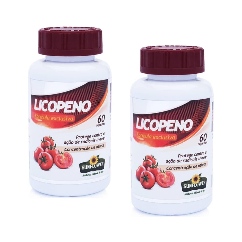 Licopeno Suplemento 5mg 60 Cápsulas Antioxidante Sunflower Kit 2 Unidades