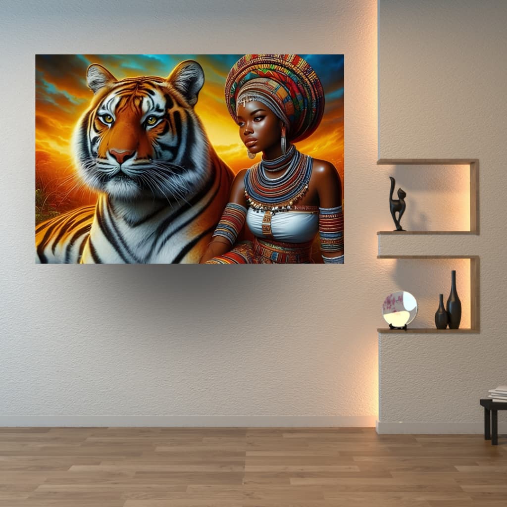 Quadro Decorativo Tigre Africano 110x80 Sala Quarto