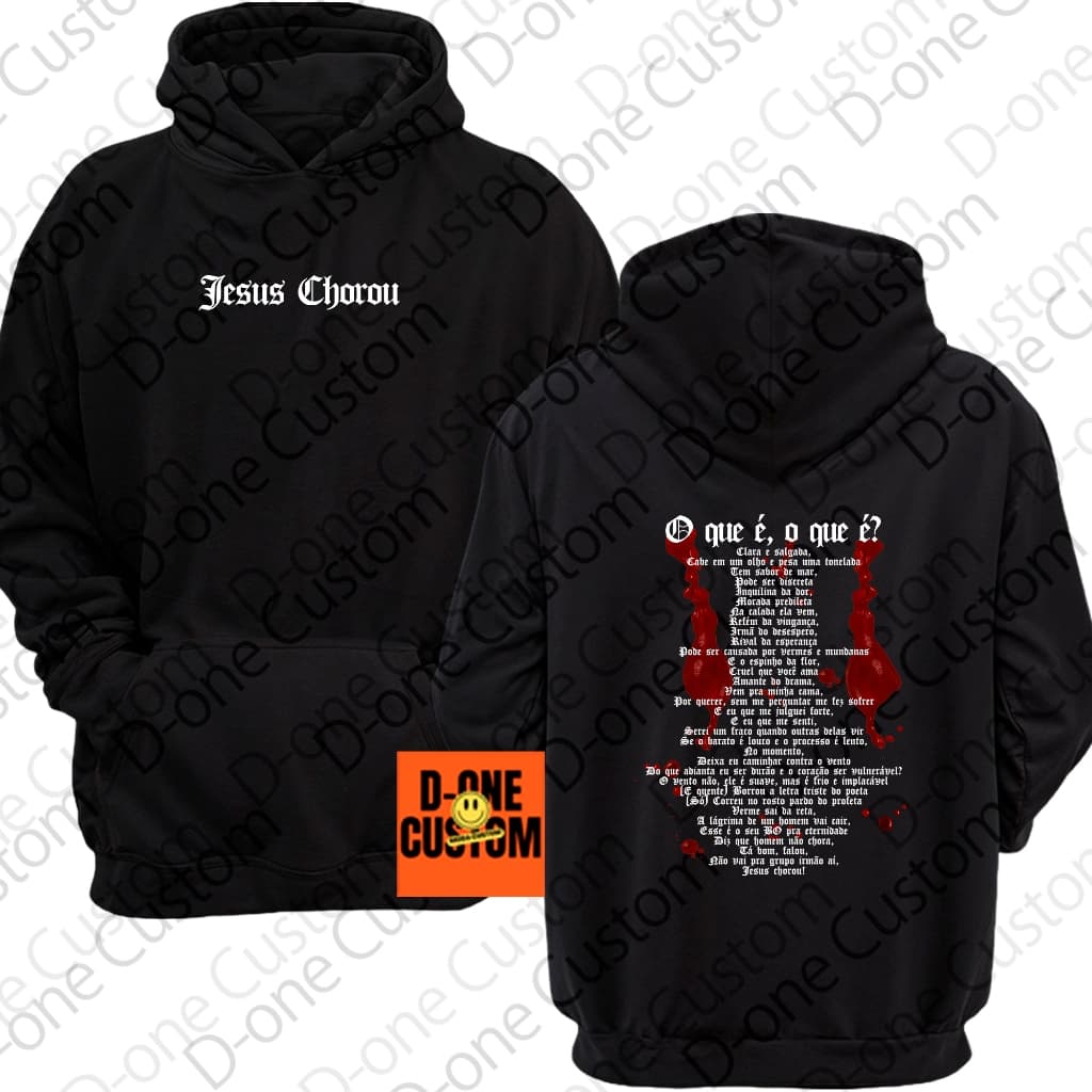 Moletom Blusa de Frio Racionais Jesus Chorou Casaco Com Letra Musica Hip-Hop Nacional Lagrimas