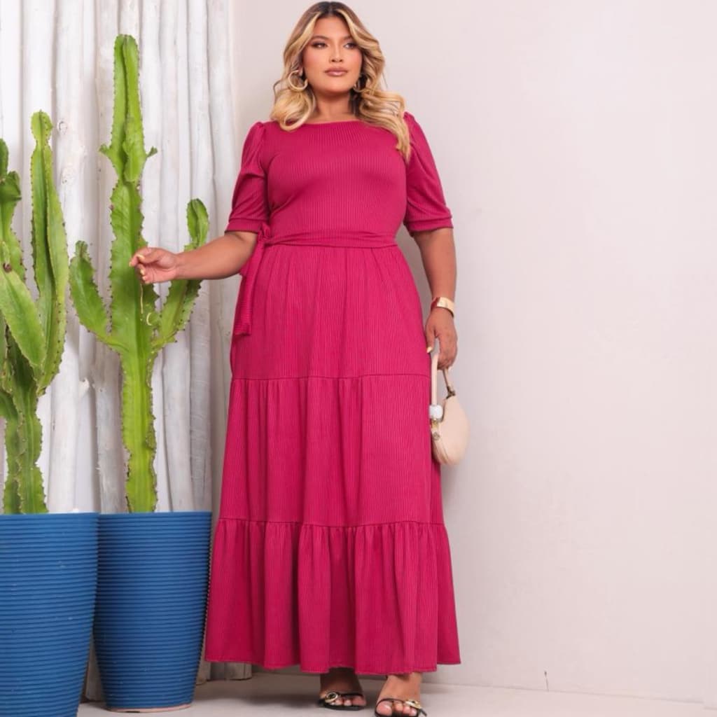 Vestido Longo Curve Crvy Plus Size Moda Evangélica Três Marias Tendencia Fardamento Do M ao Exg