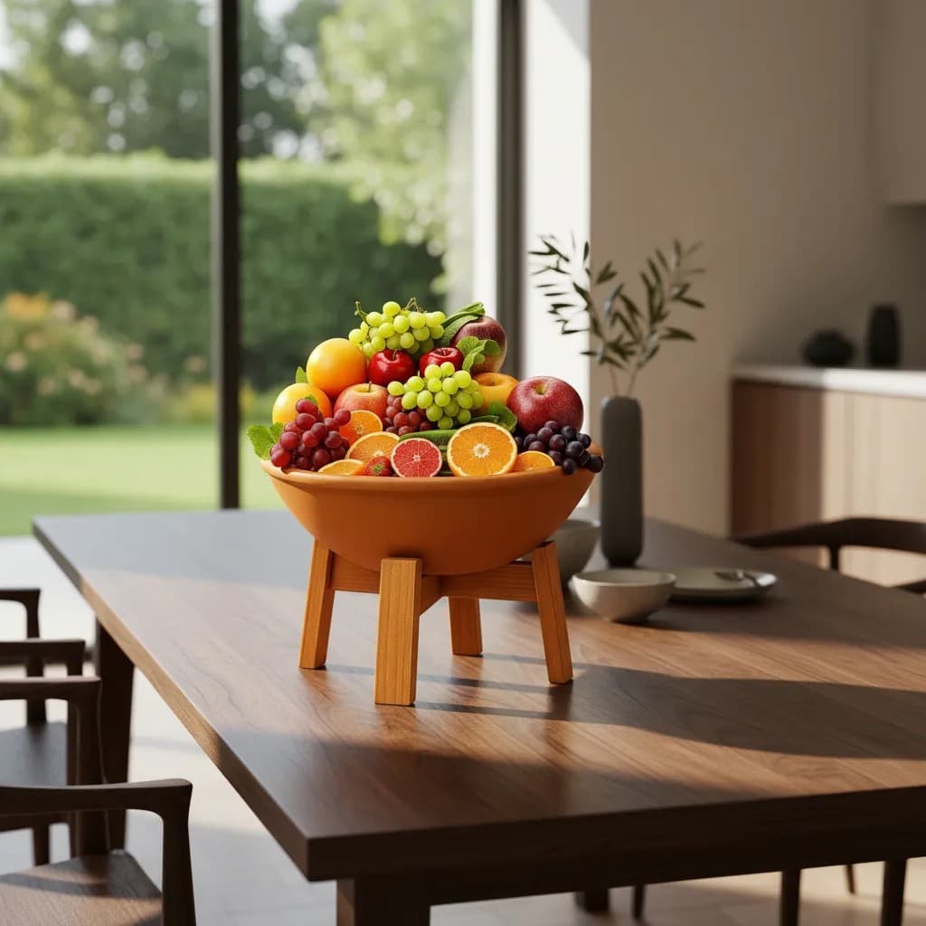 Fruteira De Mesa Porta Fruta Cesto Organizador Bacia Barro