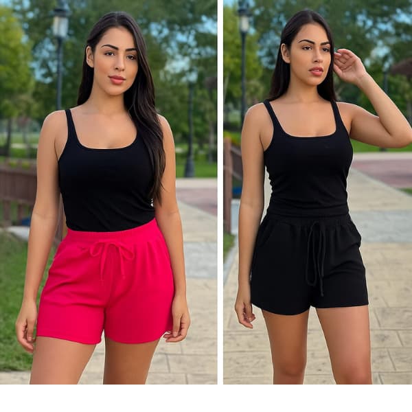 Short Feminino Cintura Alta Com Bolso Duna
