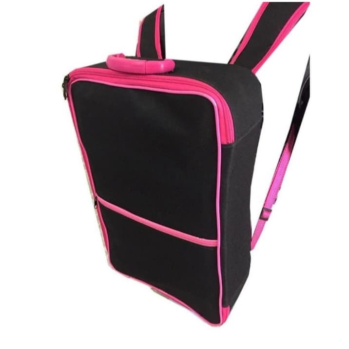 Maleta Mochila P/manicures Para organizar até 90 Esmaltes Mala Bolsa PRETA COM PINK