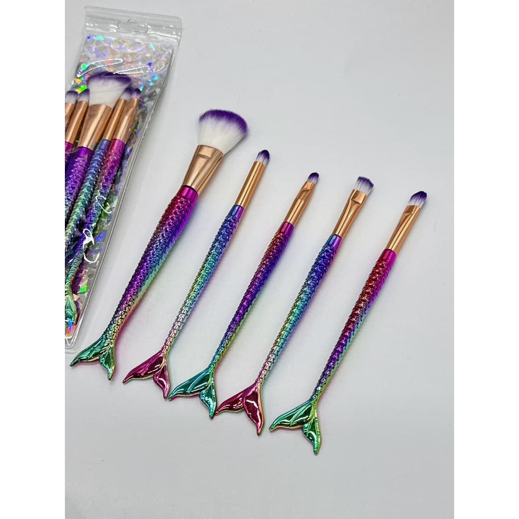 Kit de 5 Pincel Sereia Conjunto De Pincéis De Maquiagem Blush Contorno Pó Sombra